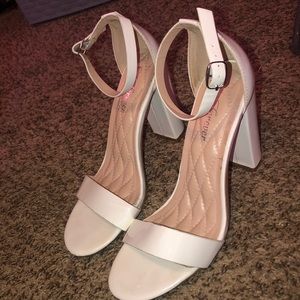 Worn once white block heels size 8!